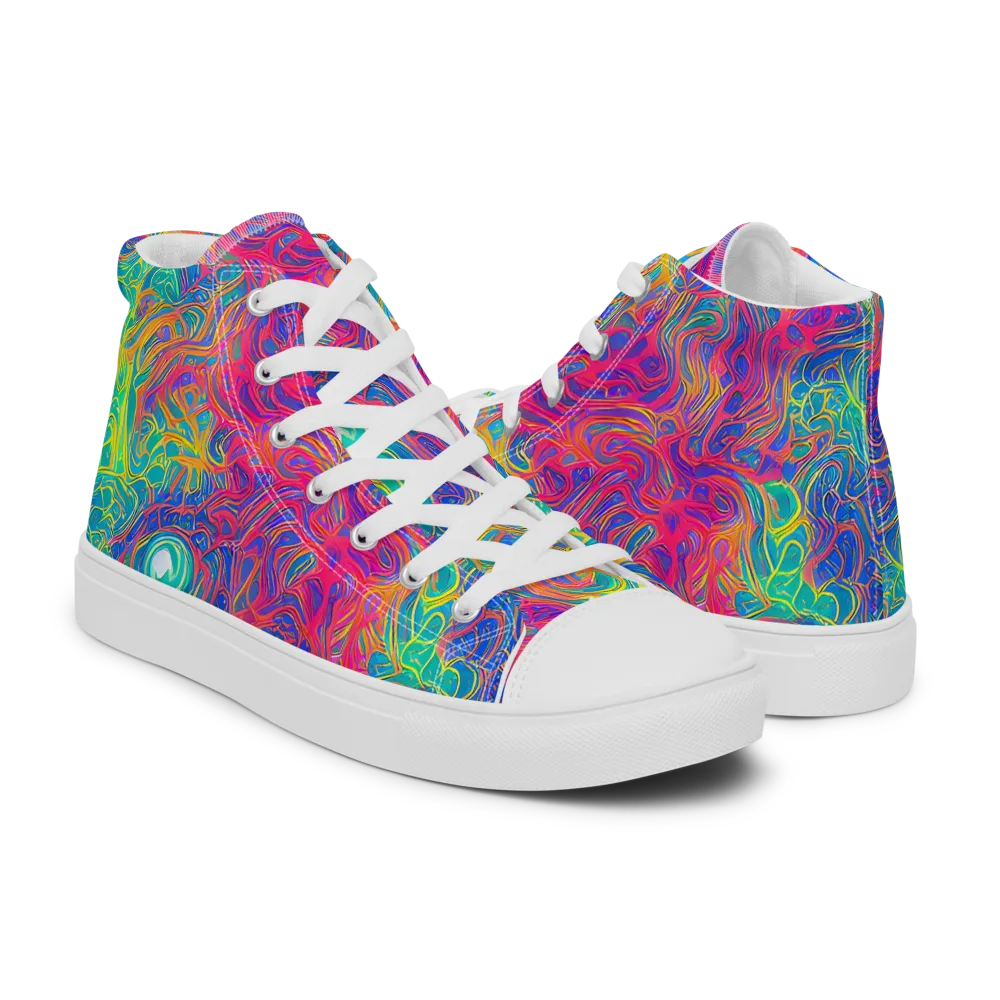 Mosaic Current on Men's High Top Canvas Shoes — Right