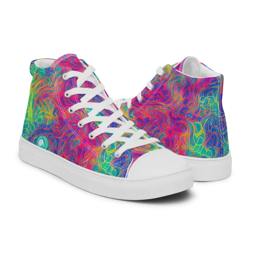 Mosaic Current on a Men's High Top Canvas Shoes