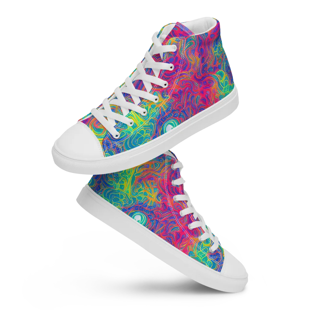 Mosaic Current on Men's High Top Canvas Shoes — Front
