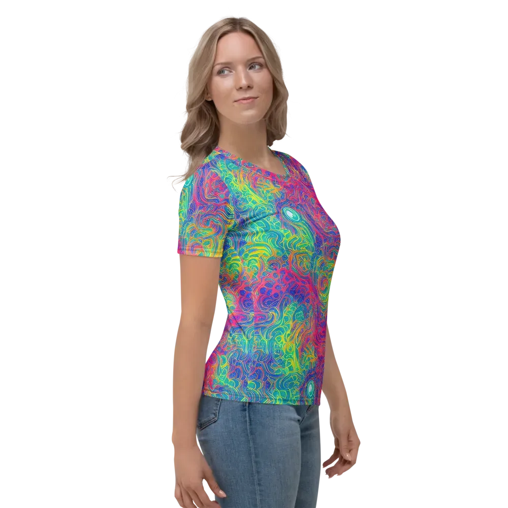 Mosaic Current on Women's Crew Neck T-Shirt — Right