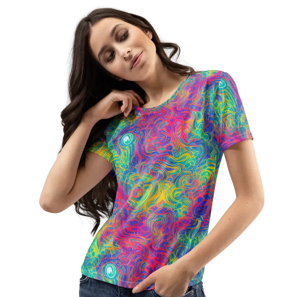 Mosaic Current on Women's Crew Neck T-Shirt — Left Front