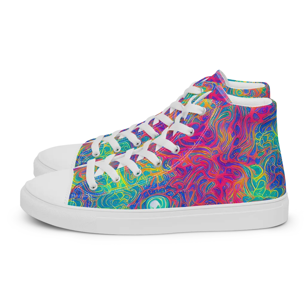 Mosaic Current on Women's High Top Canvas Shoes — Left