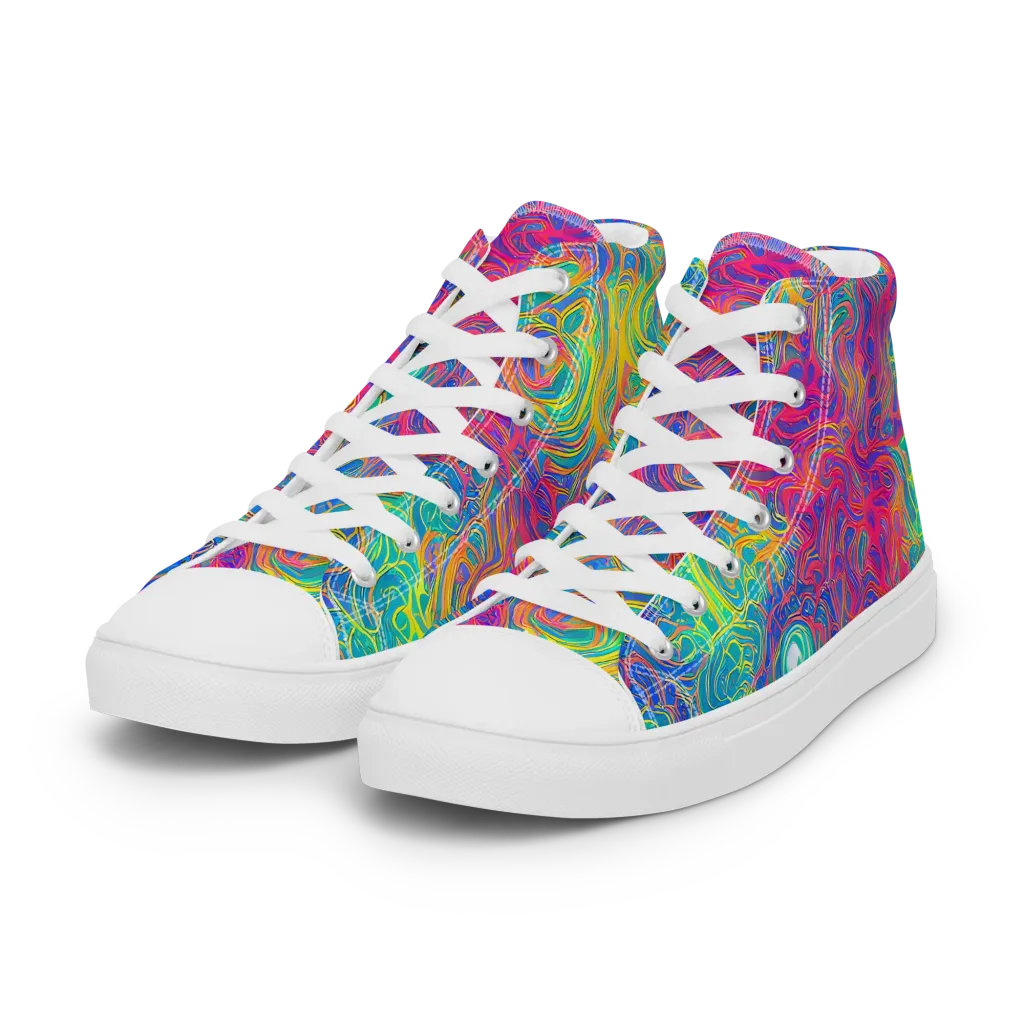 Mosaic Current on Women's High Top Canvas Shoes — Left Front