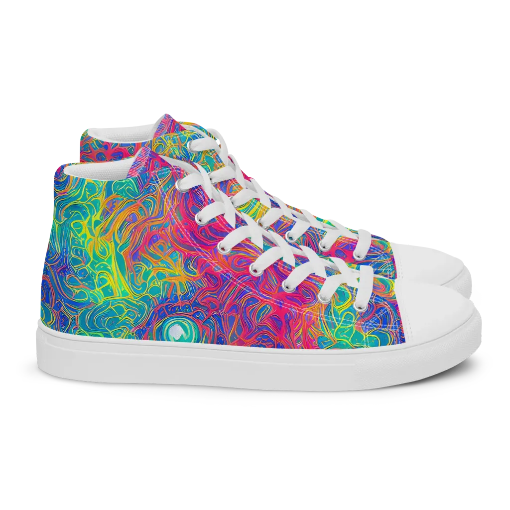 Mosaic Current on Women's High Top Canvas Shoes — Right