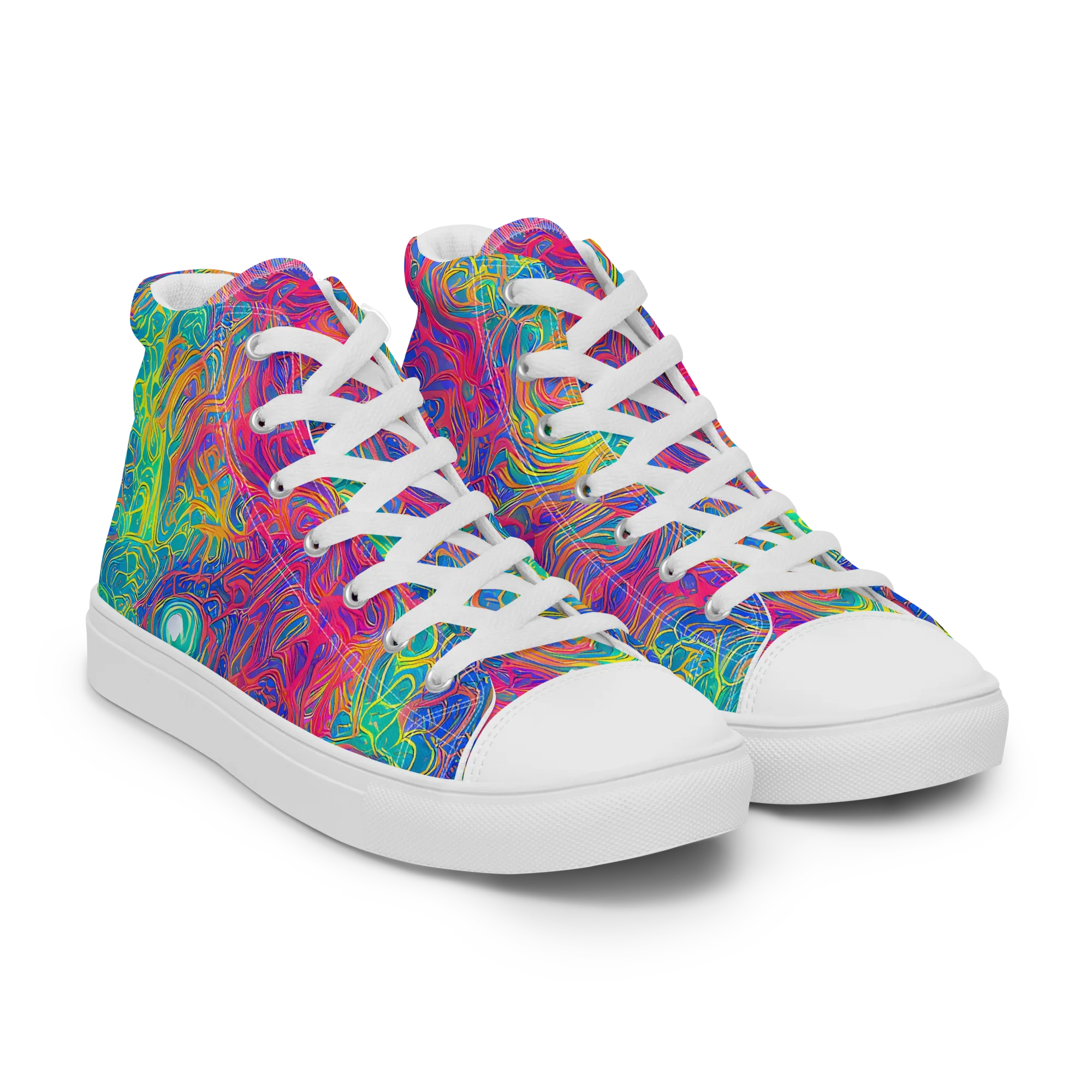 Mosaic Current on Women's High Top Canvas Shoes — Right Front