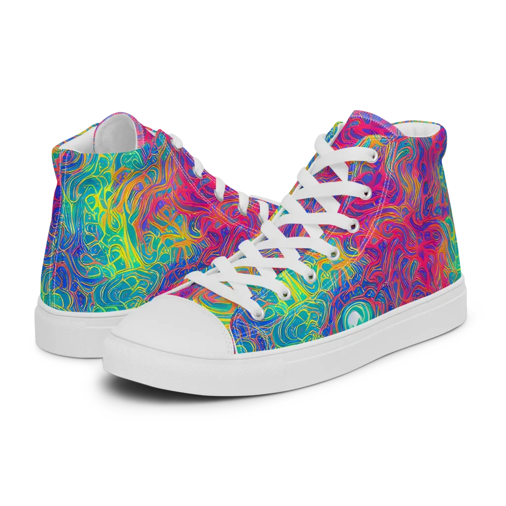 Mosaic Current on Women's High Top Canvas Shoes — Left