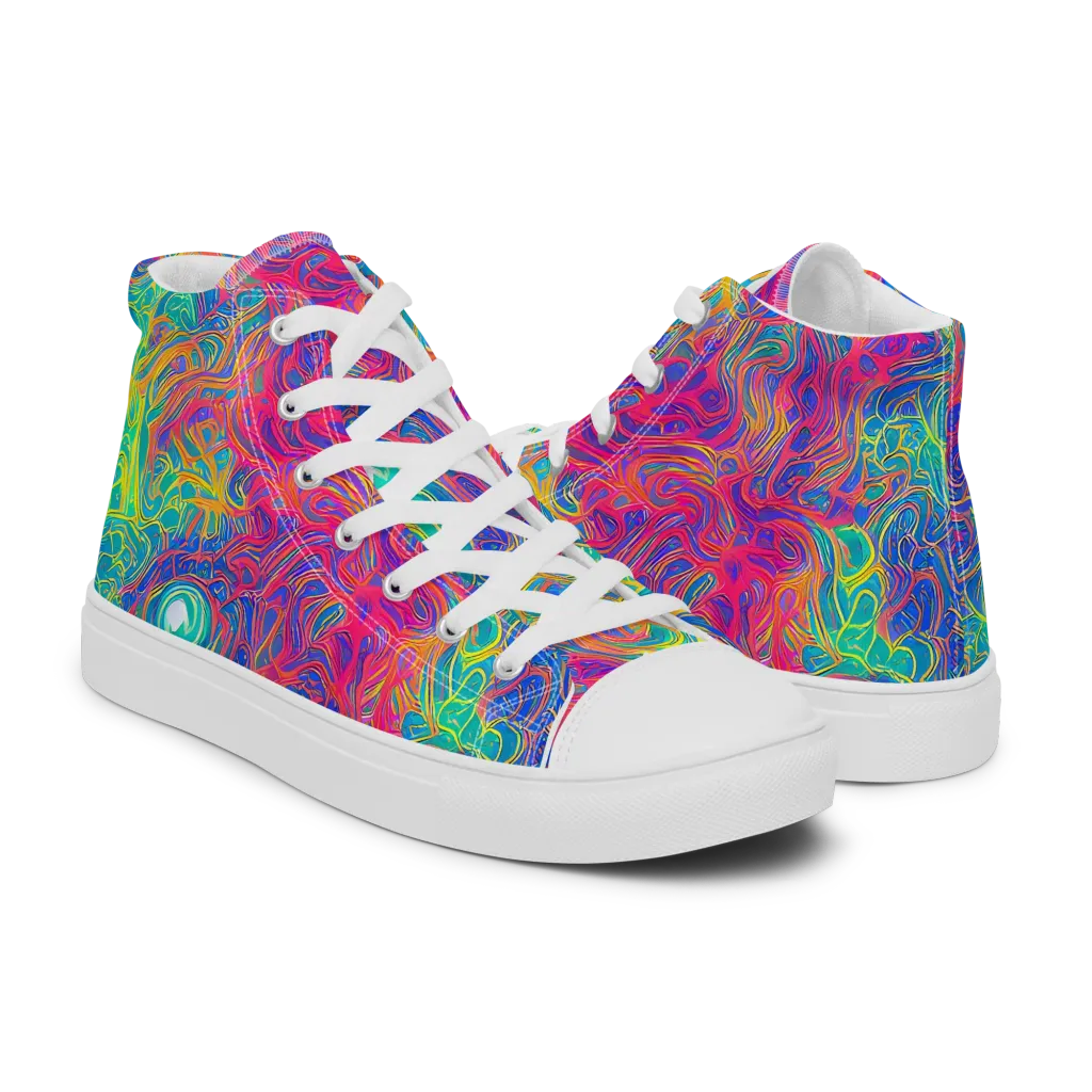 Mosaic Current on Women's High Top Canvas Shoes — Right