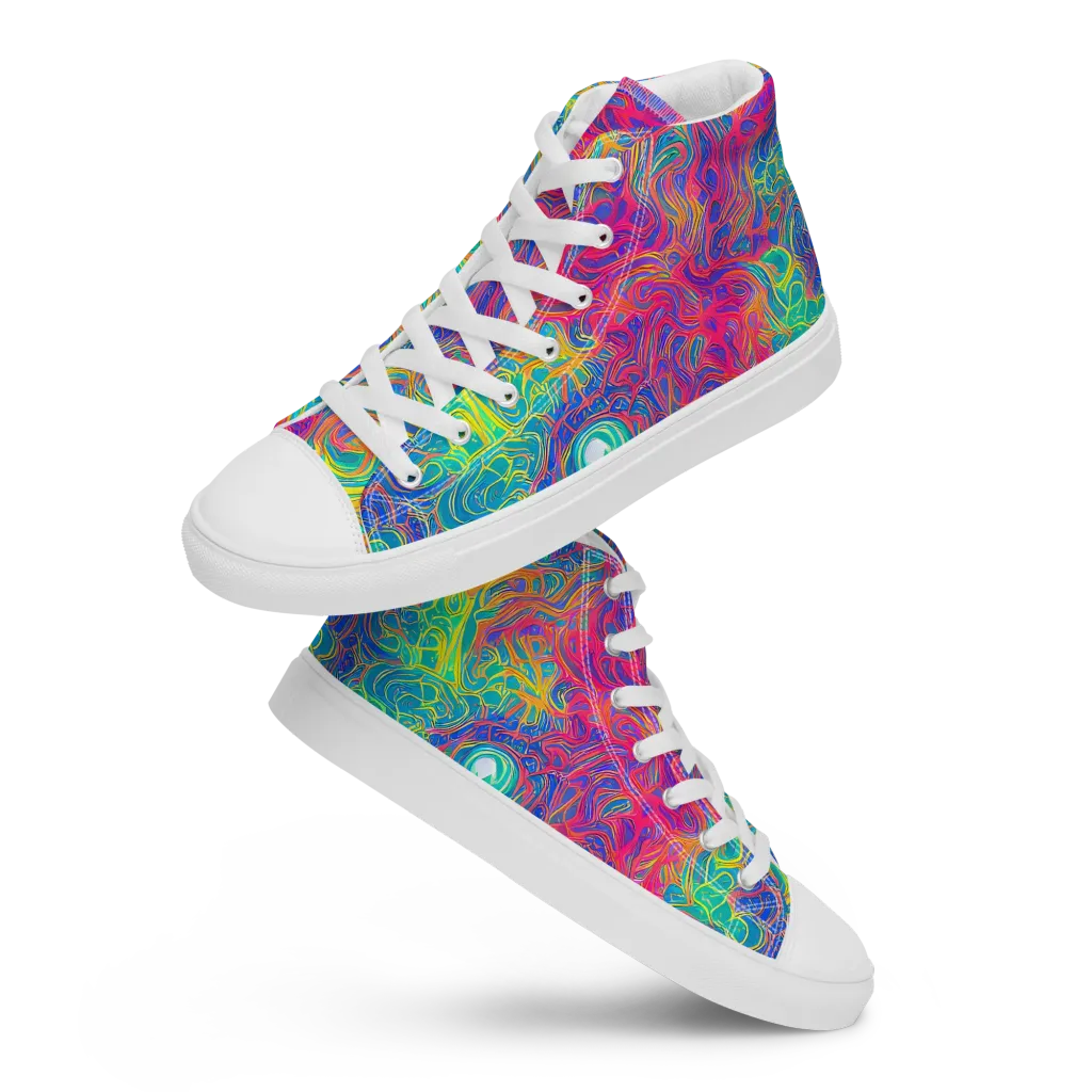 Mosaic Current on Women's High Top Canvas Shoes — Front