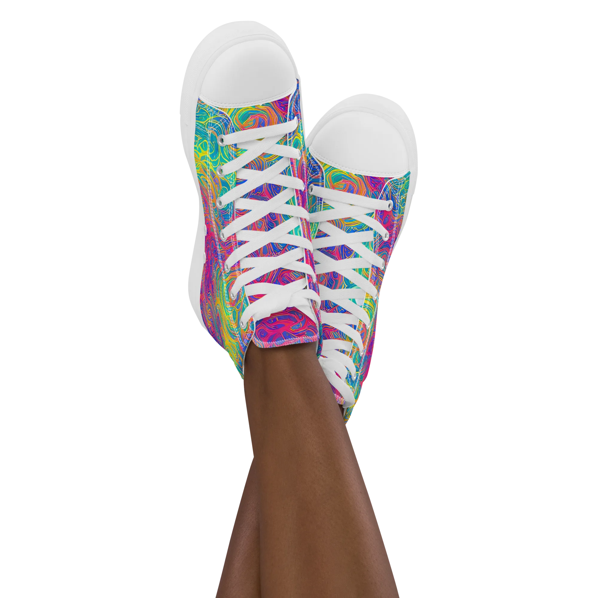 Mosaic Current on Women's High Top Canvas Shoes — Front