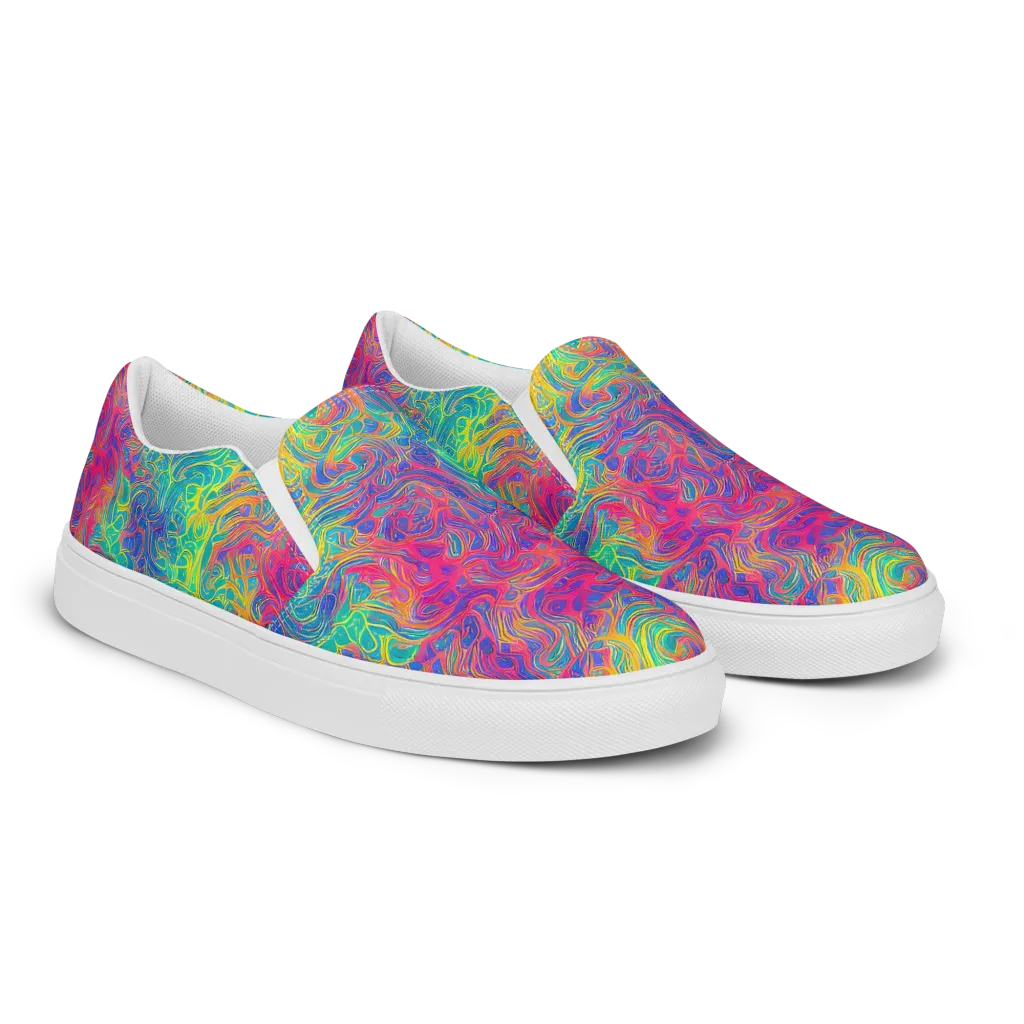 Mosaic Current on Men's Slip-On Canvas Shoes — Right Front