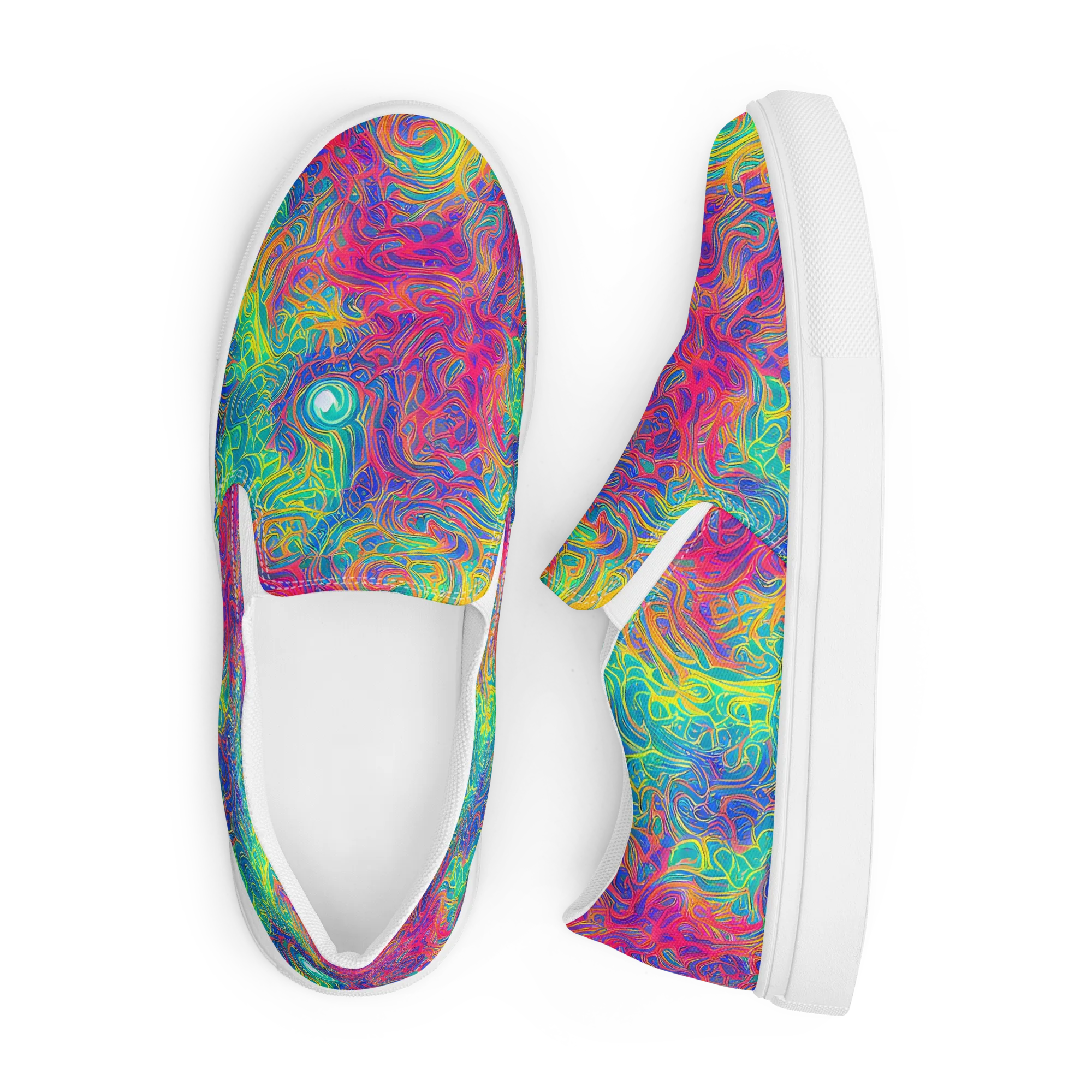 Mosaic Current on Men's Slip-On Canvas Shoes — Front