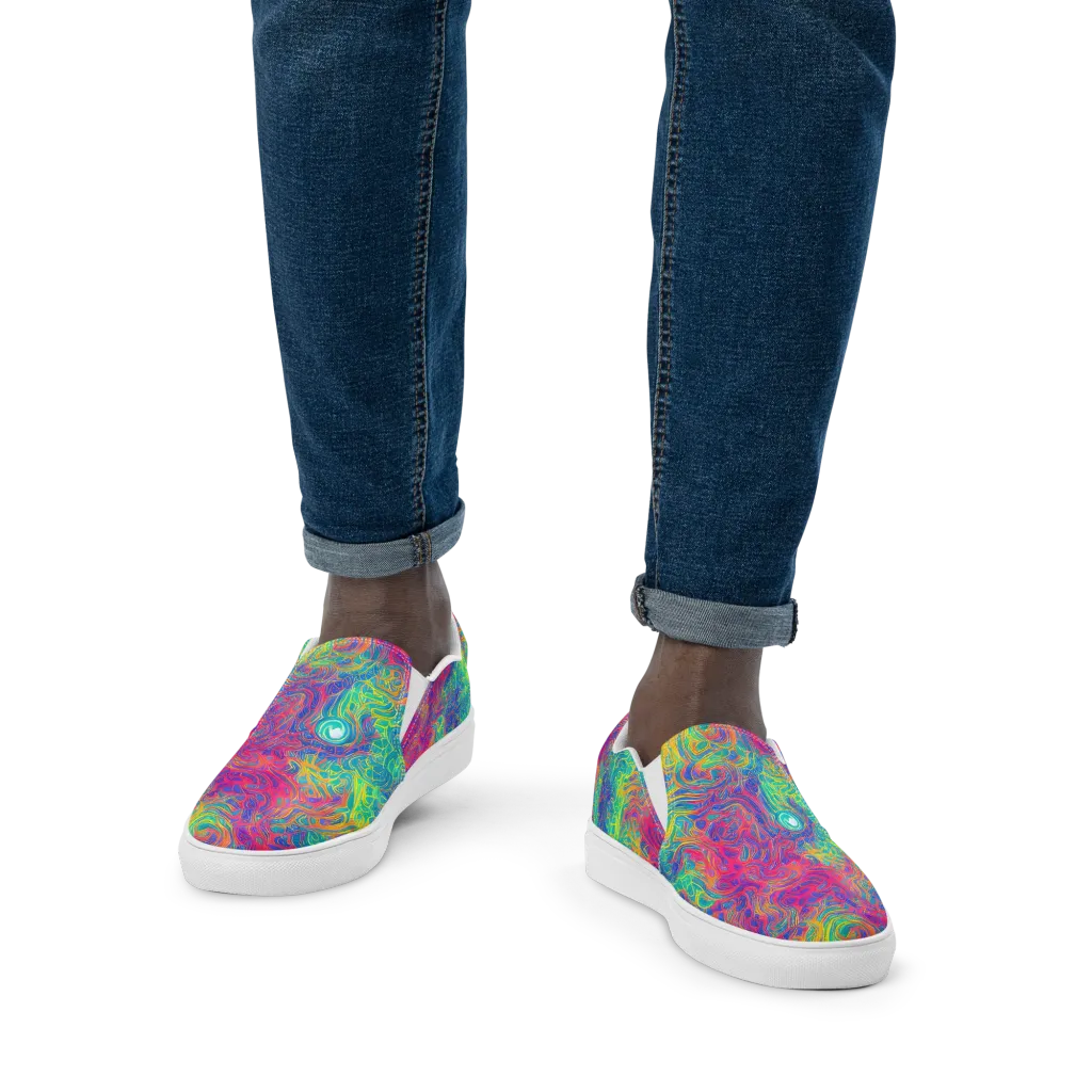 Mosaic Current on Men's Slip-On Canvas Shoes — Front