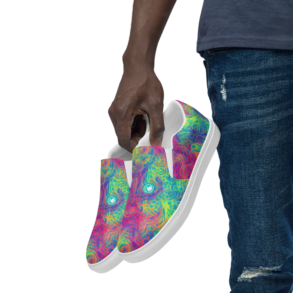 Mosaic Current on Men's Slip-On Canvas Shoes — Left Front