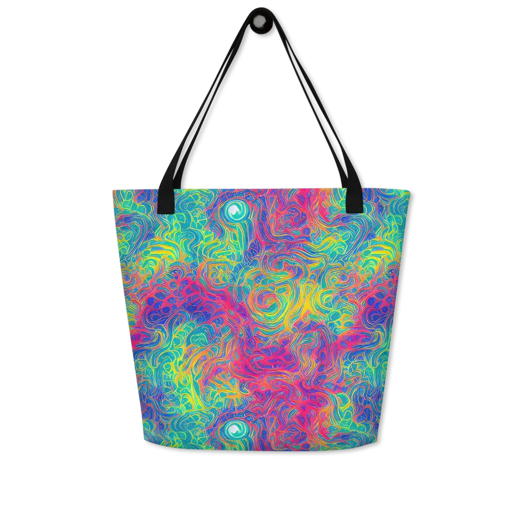 Mosaic Current on Large Tote Bag W/ Pocket — Front