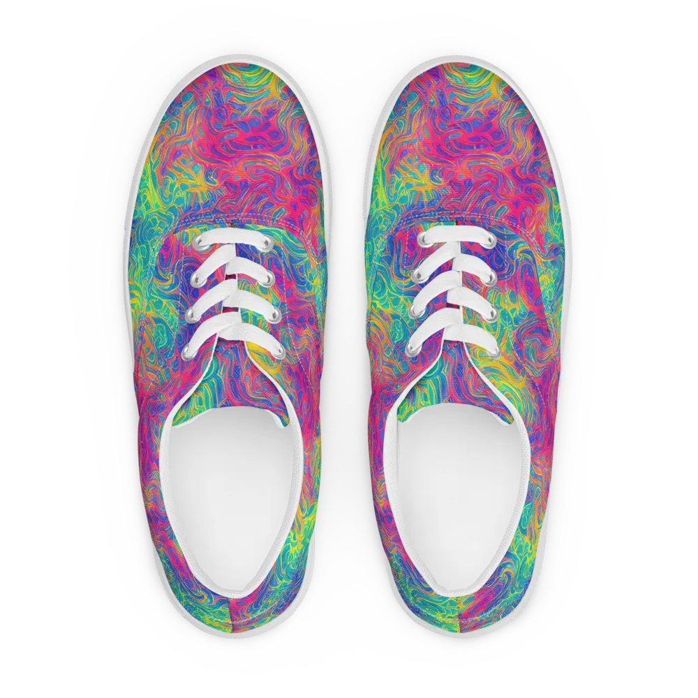 Mosaic Current on Men's Lace-Up Canvas Shoes — Front