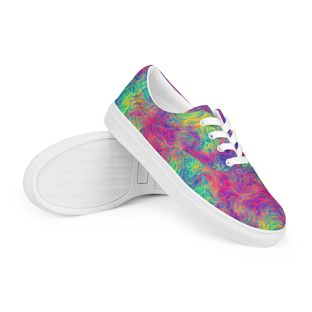 Mosaic Current on Men's Lace-Up Canvas Shoes — Right Front