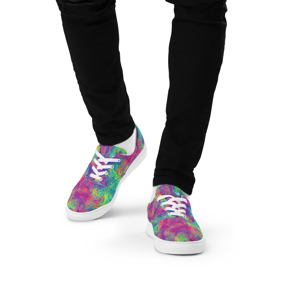 Mosaic Current on Men's Lace-Up Canvas Shoes — Front