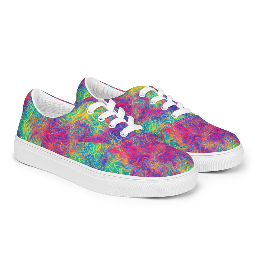 Mosaic Current on Men's Lace-Up Canvas Shoes — Right Front