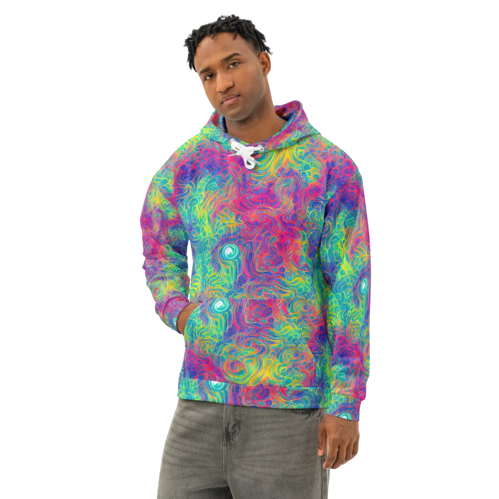 Mosaic Current on Cotton Hoodie — Left Front