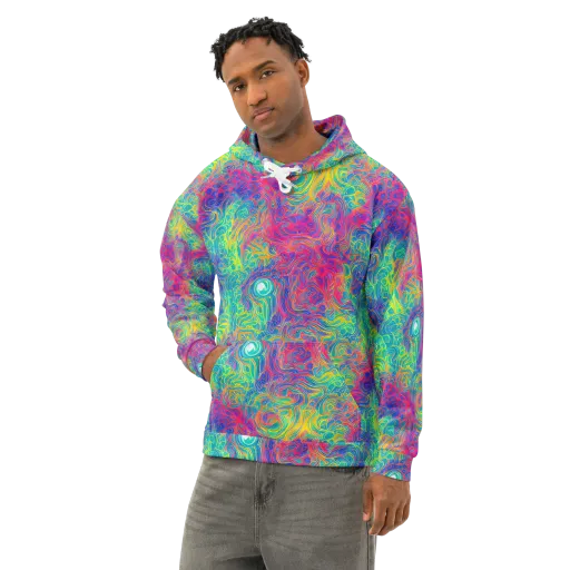 Mosaic Current on a Cotton Hoodie