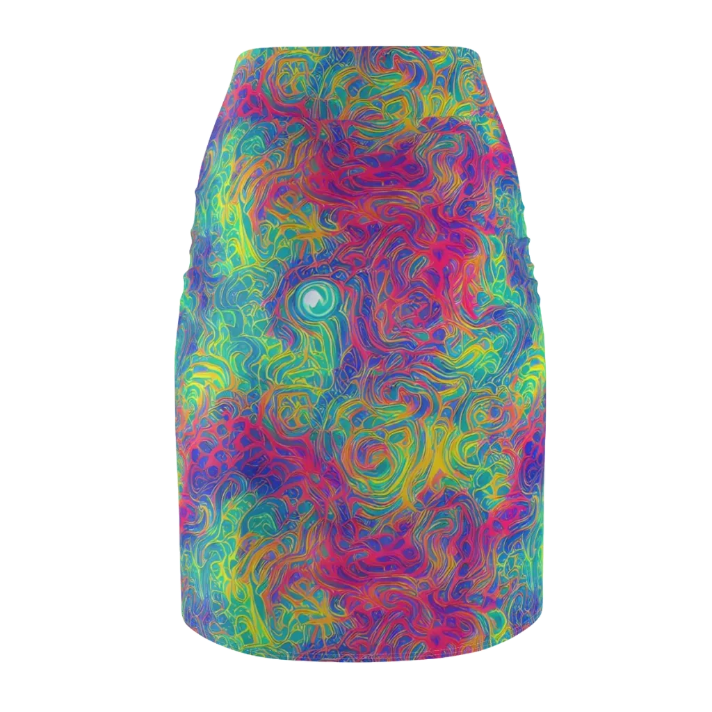 Mosaic Current on Pencil Skirt — Back