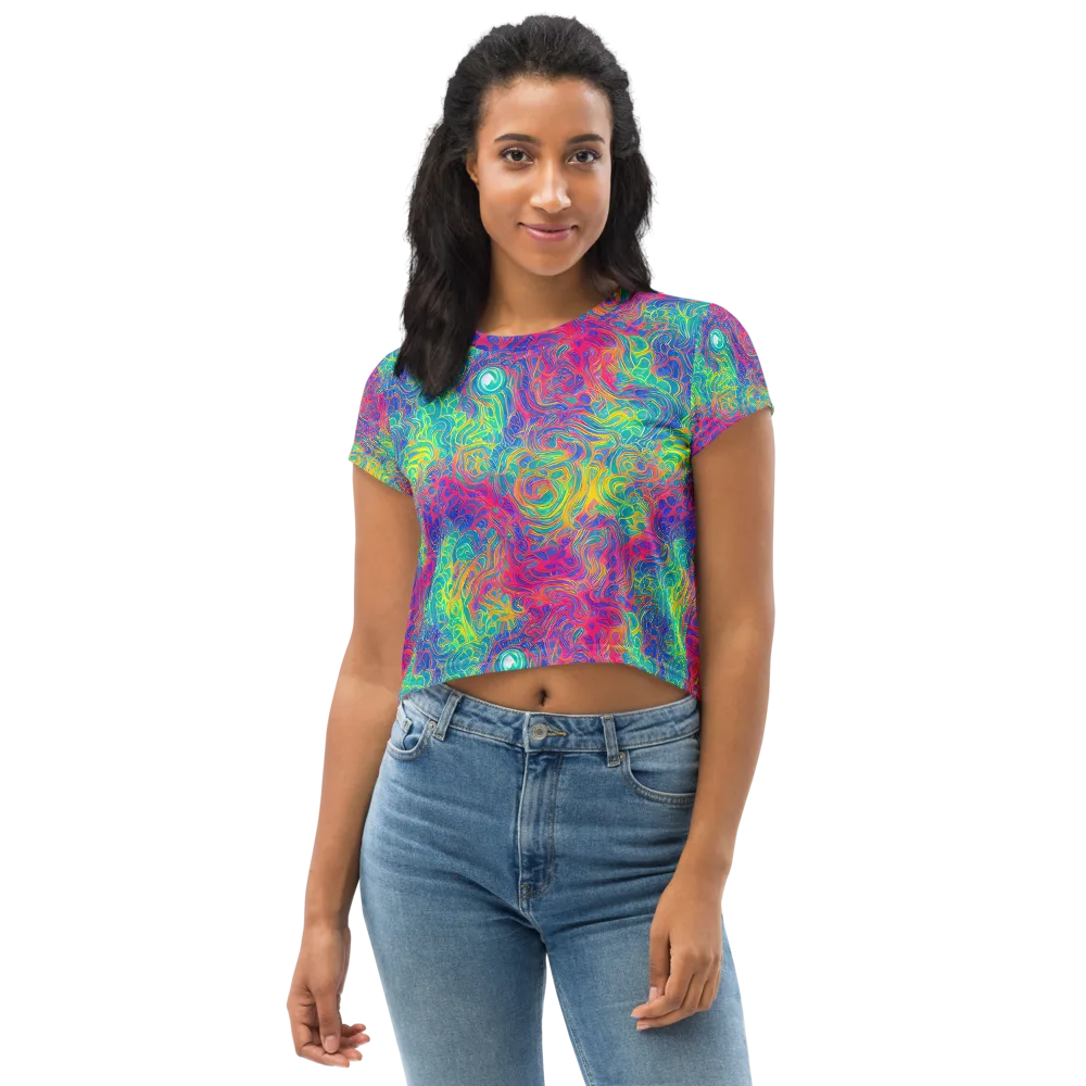 Mosaic Current on Crop Tee — Front