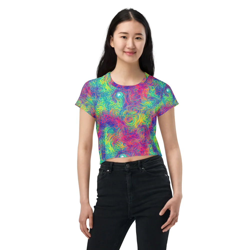Mosaic Current on Crop Tee — Front