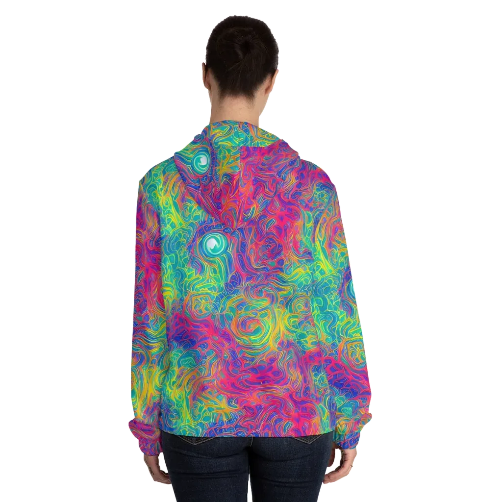 Mosaic Current on Women's Full-Zip Hoodie — Back On Person