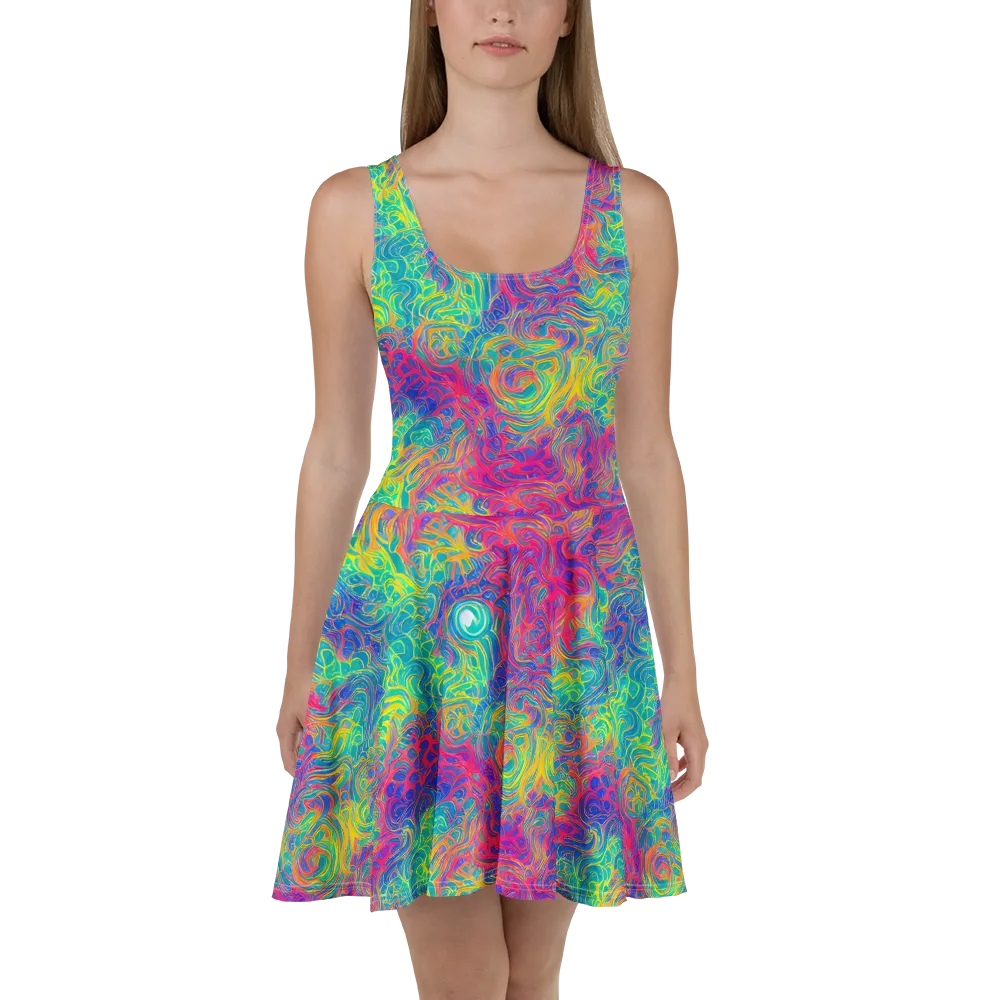 Mosaic Current on Skater Dress — Front