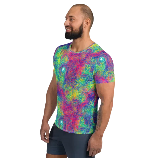 Mosaic Current on a Men's Athletic T-Shirt