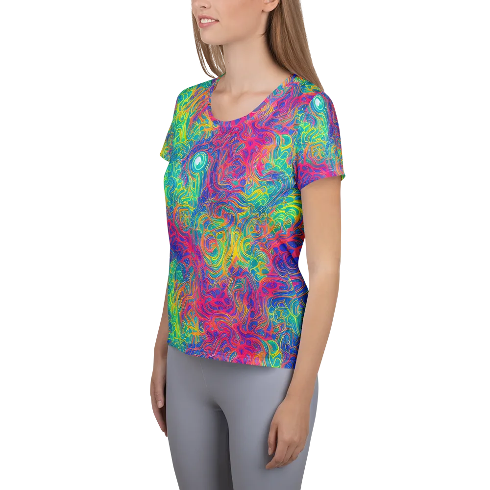 Mosaic Current on Women's Athletic T-Shirt — Left