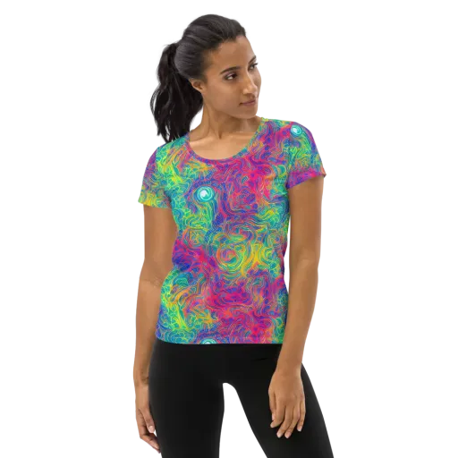 Mosaic Current on a Women's Athletic T-Shirt