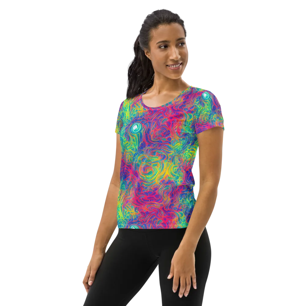 Mosaic Current on Women's Athletic T-Shirt — Left