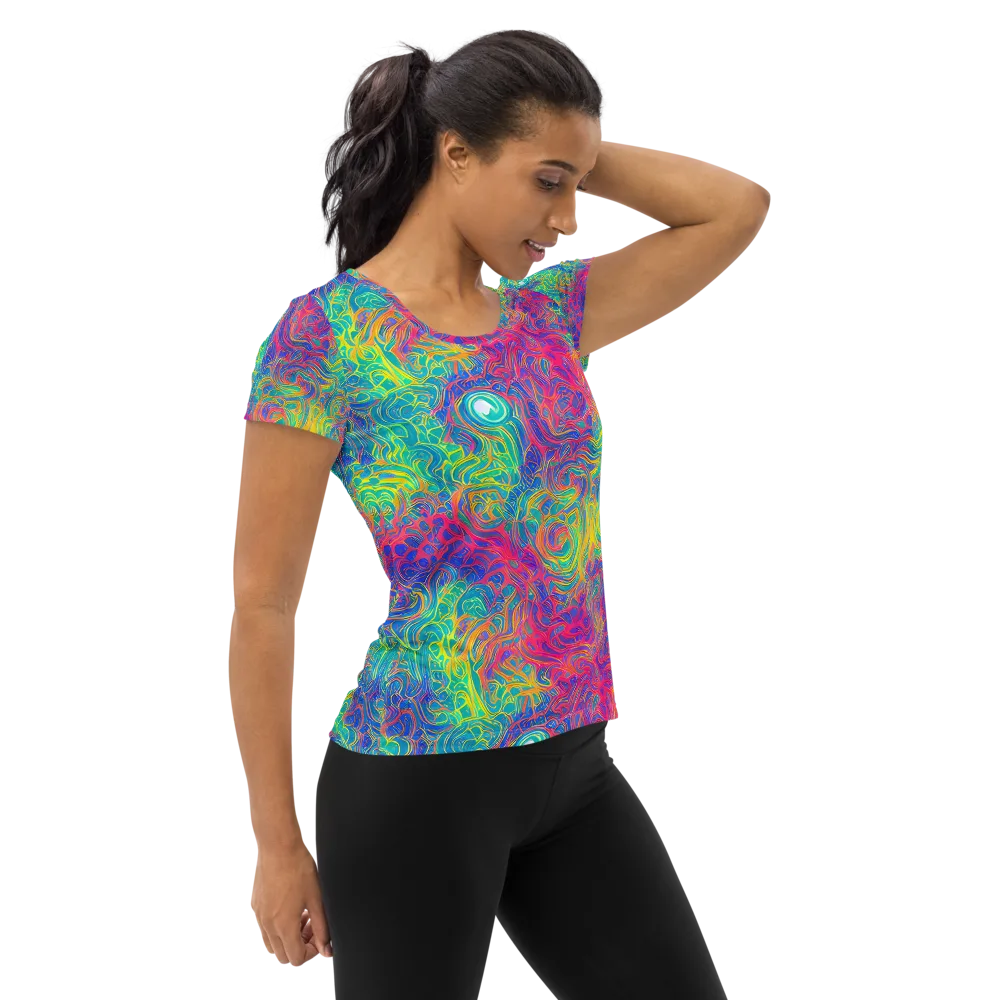 Mosaic Current on Women's Athletic T-Shirt — Right