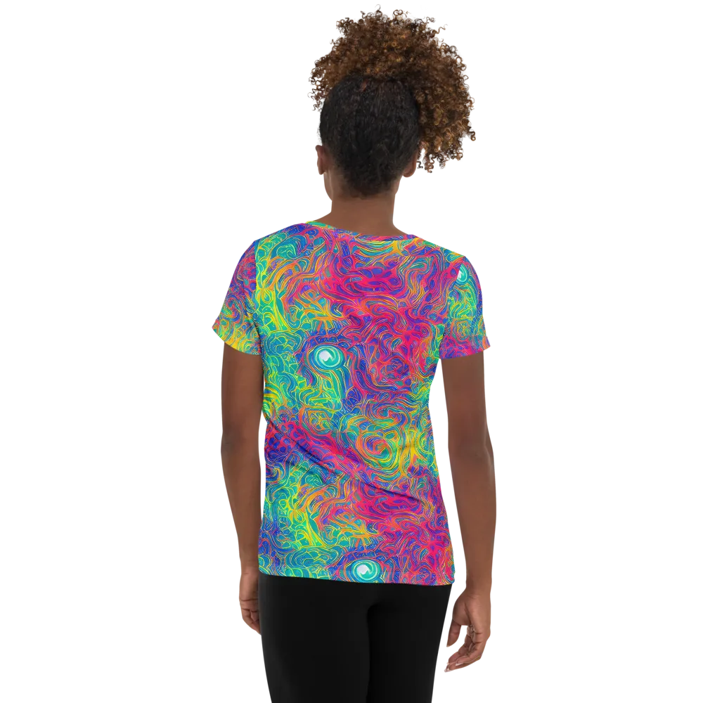 Mosaic Current on Women's Athletic T-Shirt — Back