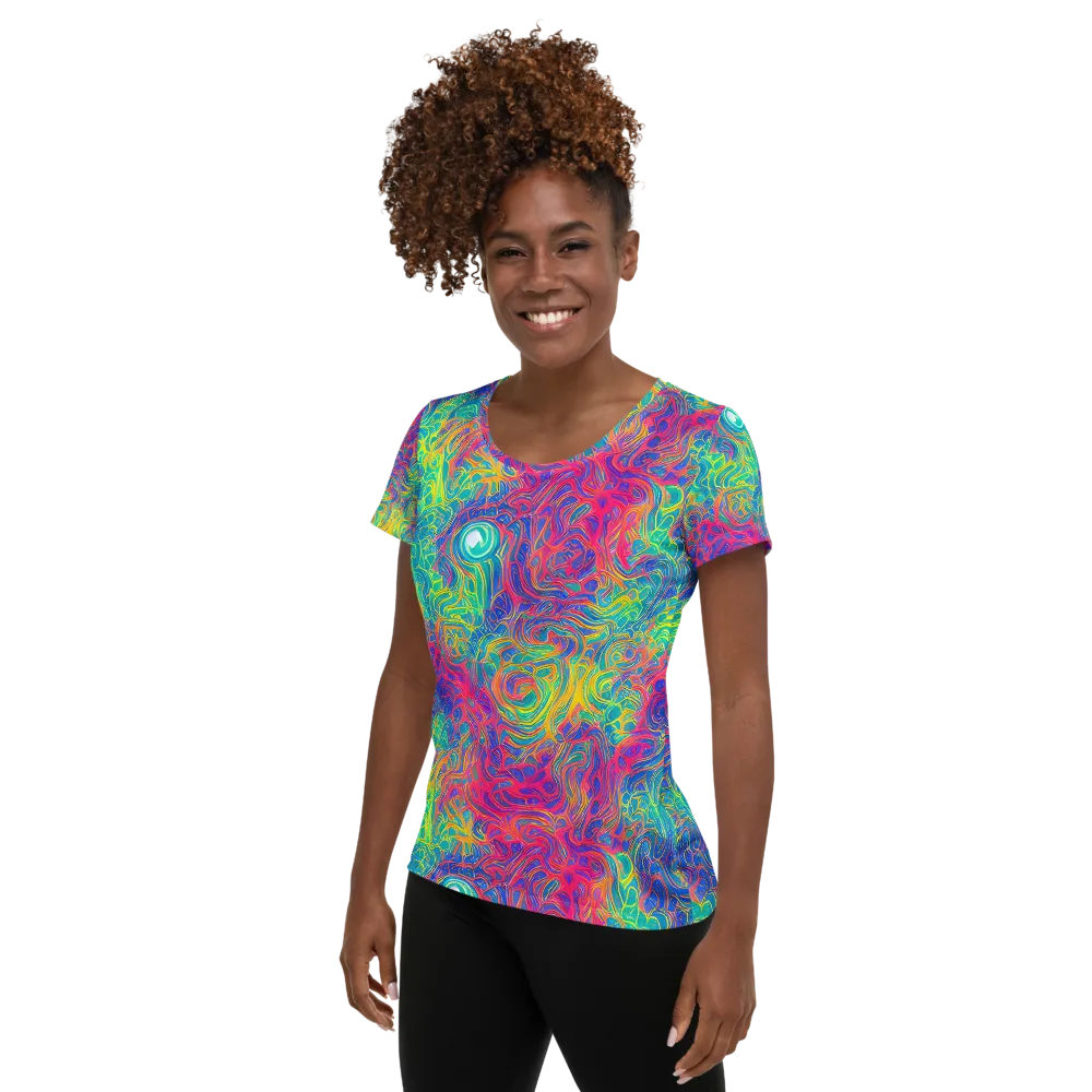 Mosaic Current on Women's Athletic T-Shirt — Left