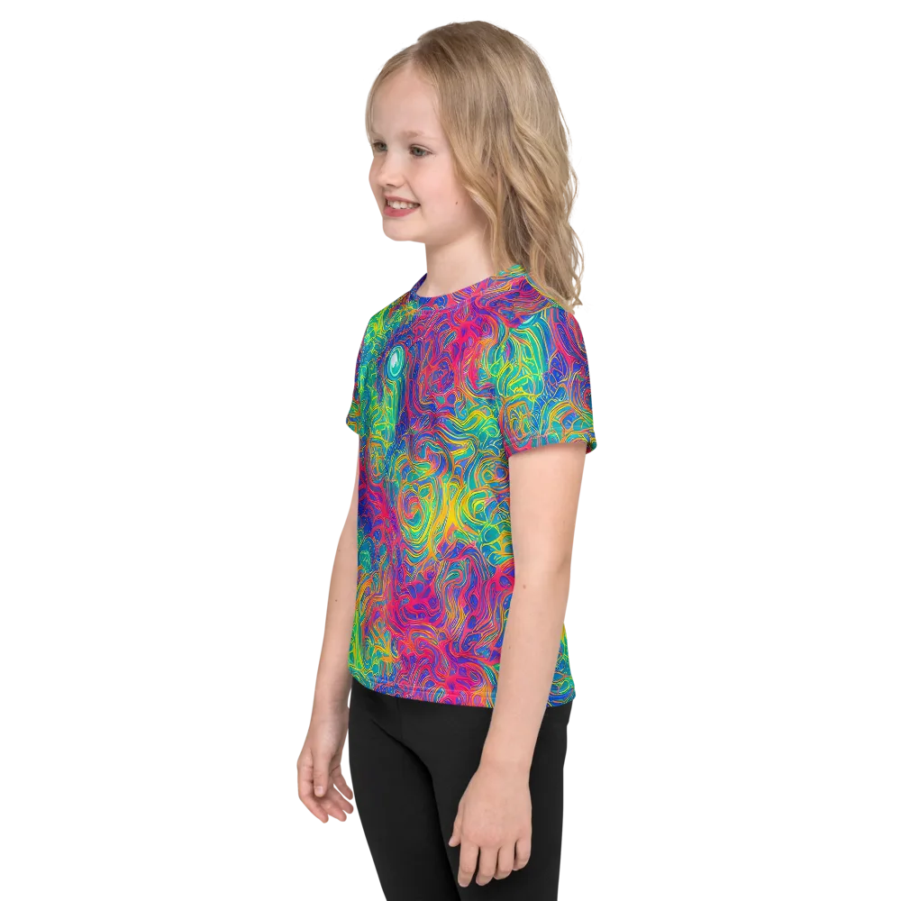 Mosaic Current on Kids Crew Neck T-Shirt — Left