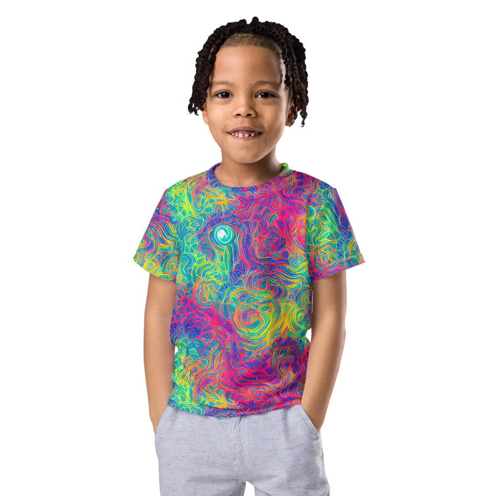 Mosaic Current on Kids Crew Neck T-Shirt — Front
