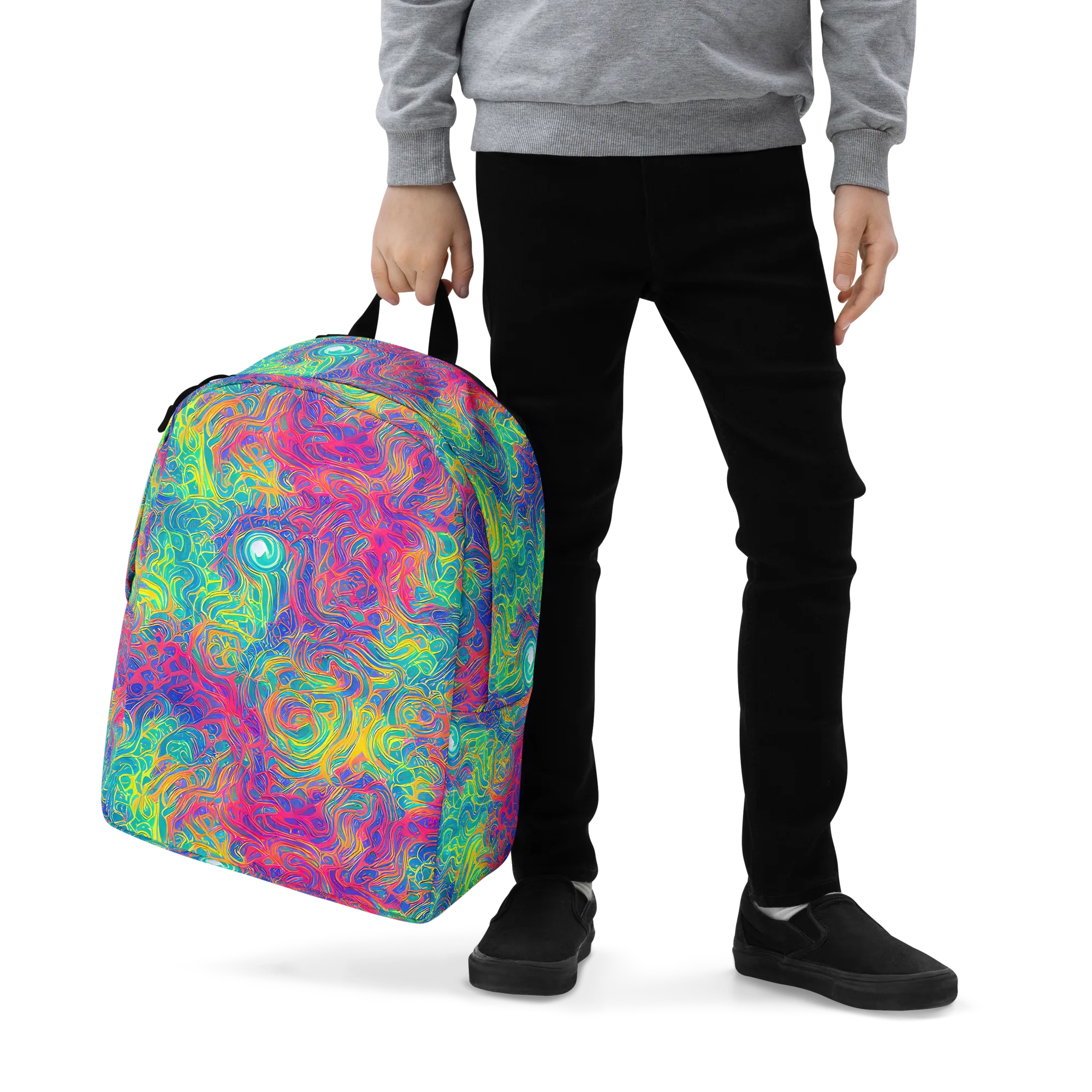 Mosaic Current on Minimalist Backpack — Zoomed-in