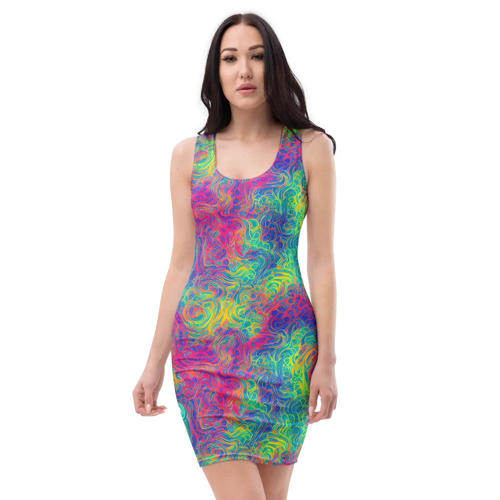 Mosaic Current on Bodycon Dress — Front