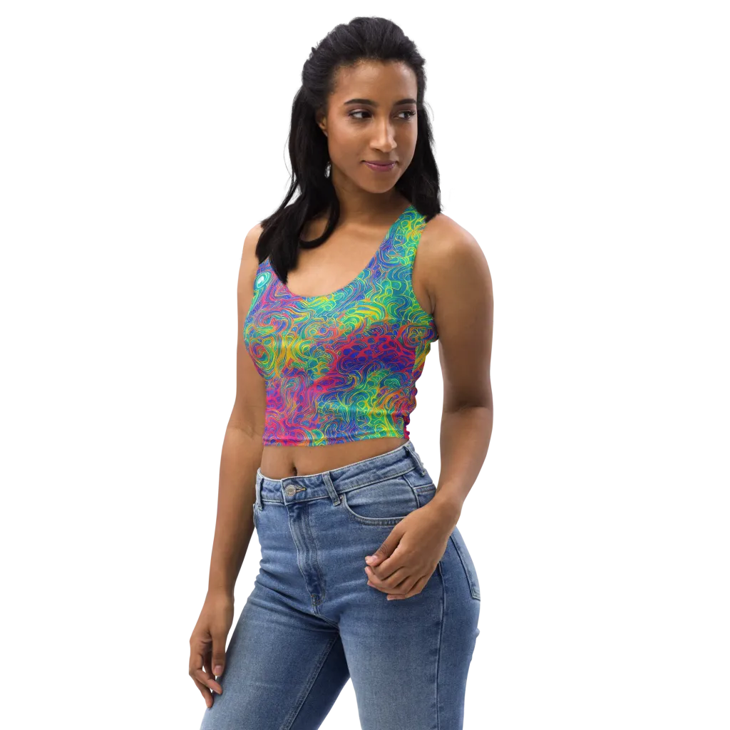 Mosaic Current on Crop Top — Left Front
