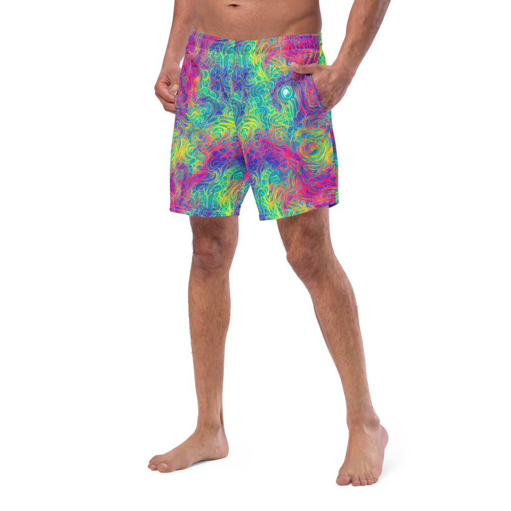 Mosaic Current on Swim Trunks — Left Front