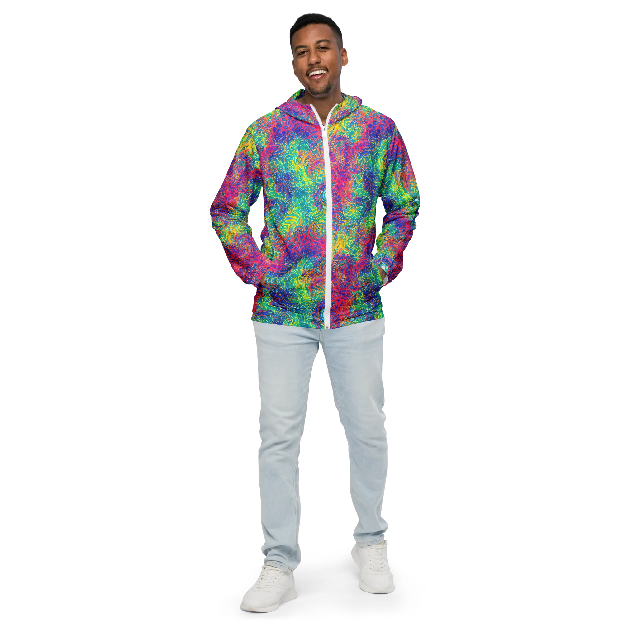 Mosaic Current on Men's Windbreaker — Front