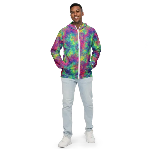 Mosaic Current on a Men's Windbreaker
