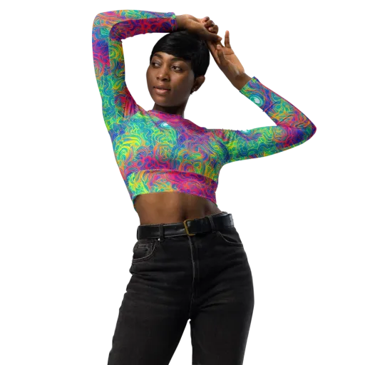 Mosaic Current on a Long Sleeve Crop Top