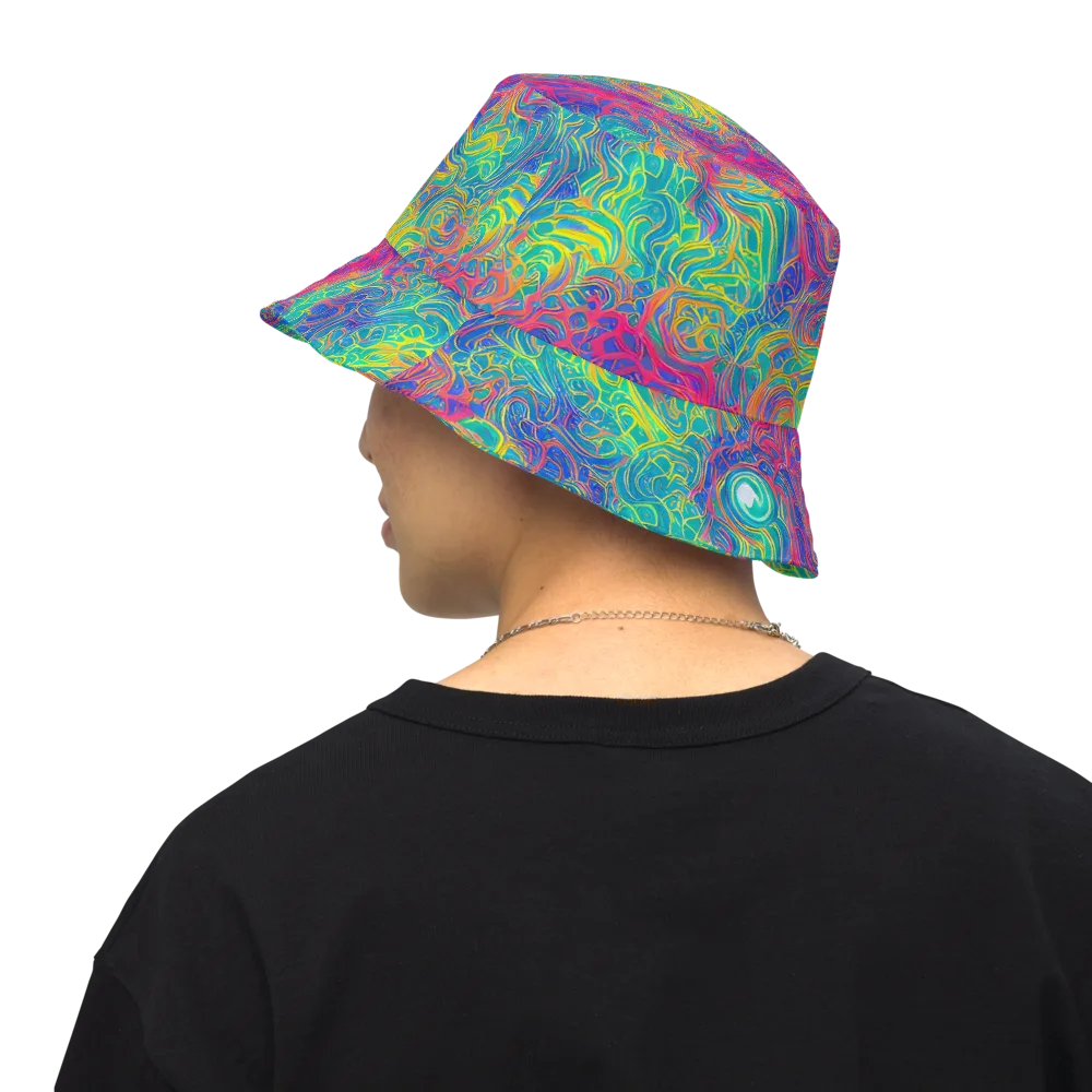 Mosaic Current on Reversible Bucket Hat — Back Inside