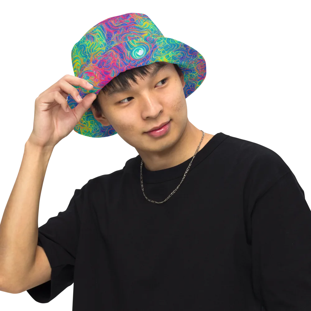 Mosaic Current on Reversible Bucket Hat — Front Inside
