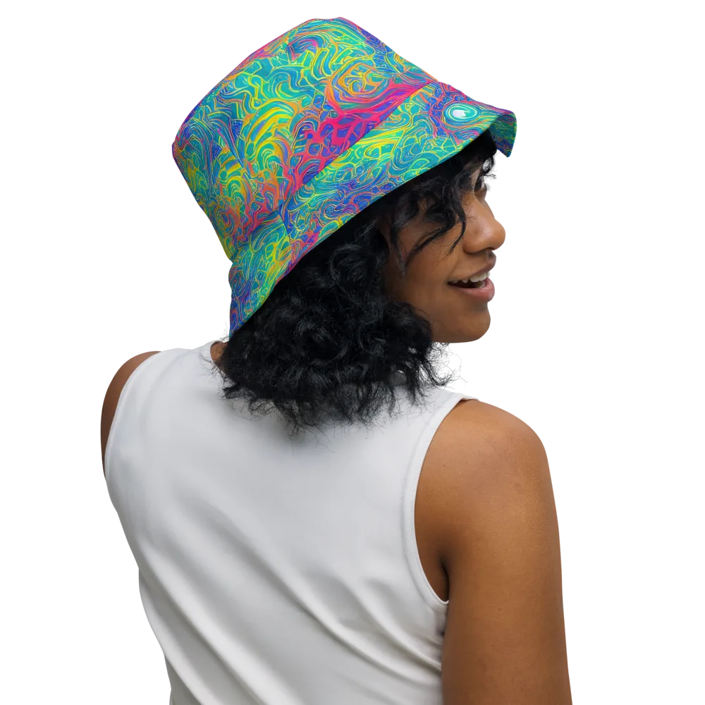 Mosaic Current on Reversible Bucket Hat — Right Outside