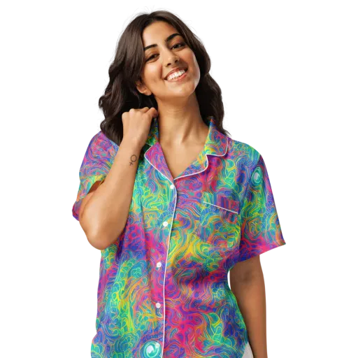 Mosaic Current on a Women's Short Sleeve Pajama Top