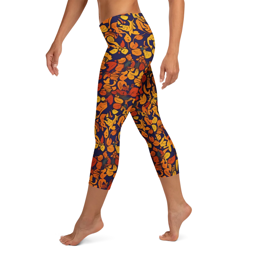 Autumn Voltage on Capri Leggings — Left